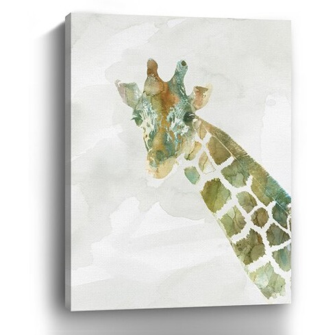 32"" X 24"" Abstract Marble Watercolor Giraffe Canvas Wall Art