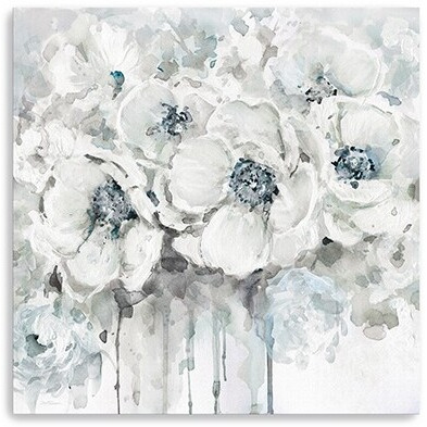 30"" Winter Blues Flower Canvas Wall Art
