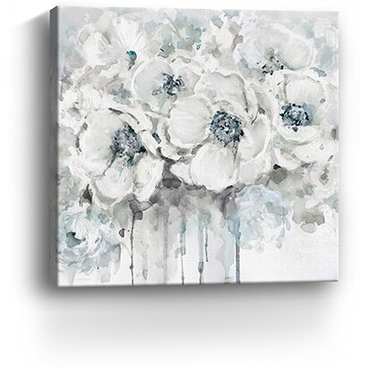 30"" Winter Blues Flower Canvas Wall Art