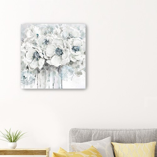 40"" Winter Blues Flower Canvas Wall Art