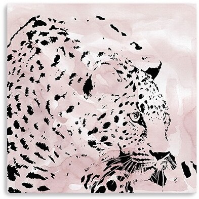 20"" Pink Laying Leopard Canvas Wall Art
