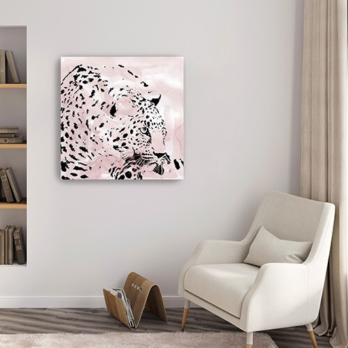 20"" Pink Laying Leopard Canvas Wall Art