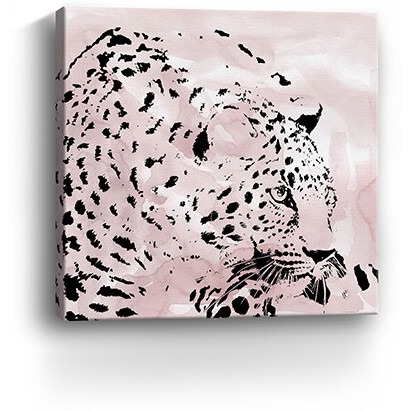 20"" Pink Laying Leopard Canvas Wall Art