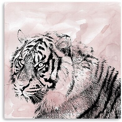 30"" Pink Crouching Tiger Canvas Wall Art