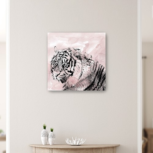 30"" Pink Crouching Tiger Canvas Wall Art