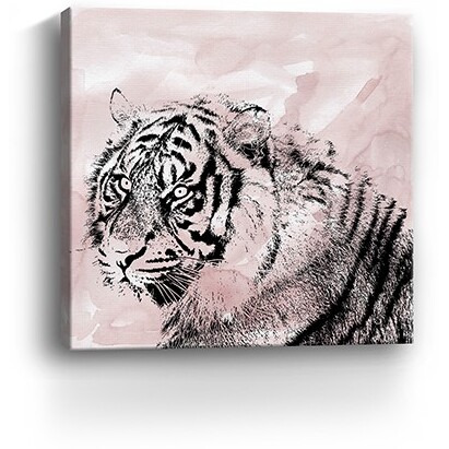 30"" Pink Crouching Tiger Canvas Wall Art