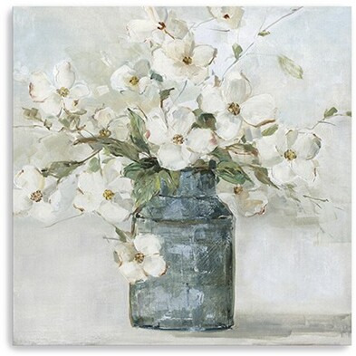 40"" X 40"" Watercolor Soft Pastel Dogwood Bouquet Canvas Wall Art