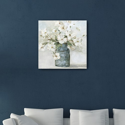 40"" X 40"" Watercolor Soft Pastel Dogwood Bouquet Canvas Wall Art