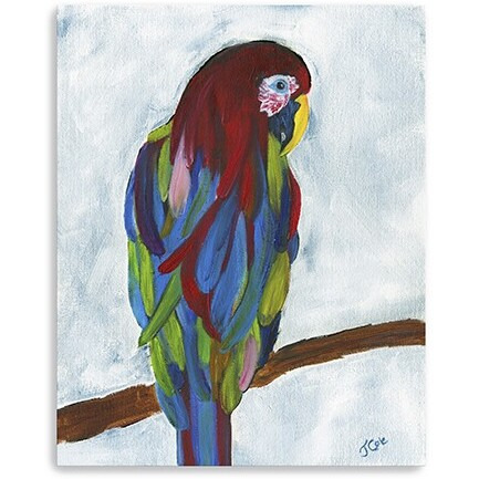 Small Bright And Tropical Parrot Canvas Wall Art
