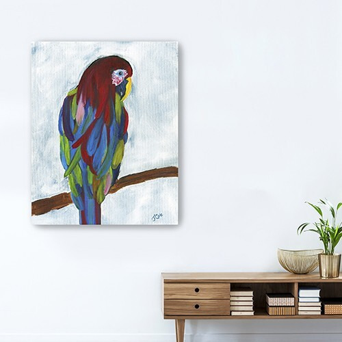 Small Bright And Tropical Parrot Canvas Wall Art
