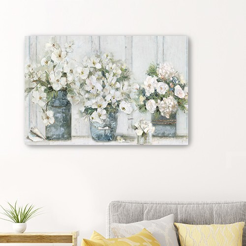 36"" X 24"" Watercolor Soft Pastel Bouquet Trio Canvas Wall Art
