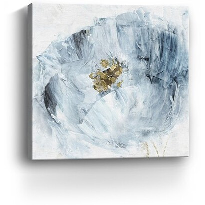 40"" X 40"" Watercolor Abstract Gray Blue Flower Ii Canvas Wall Art