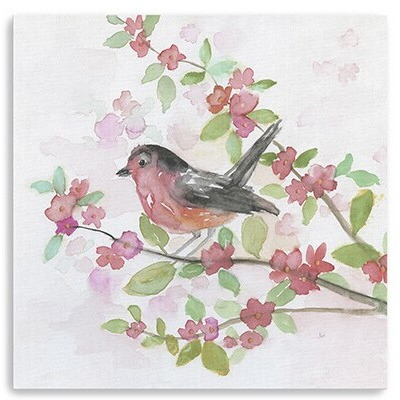 30"" Flower And Bird Canvas Wall Art