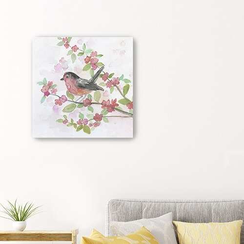 30"" Flower And Bird Canvas Wall Art