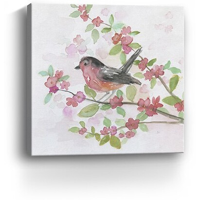30"" Flower And Bird Canvas Wall Art