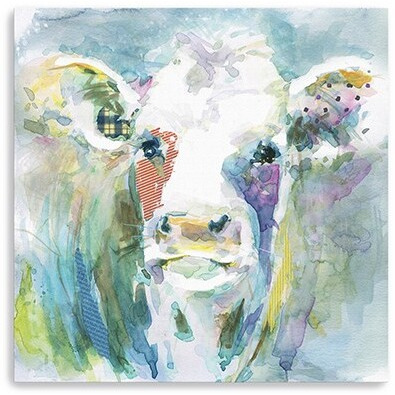 30"" Watercolor Cow Canvas Wall Art