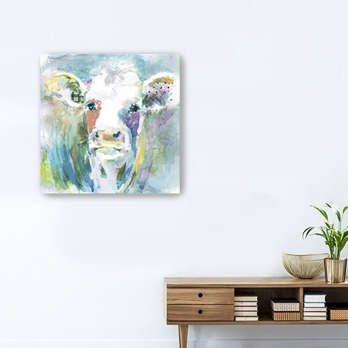 30"" Watercolor Cow Canvas Wall Art
