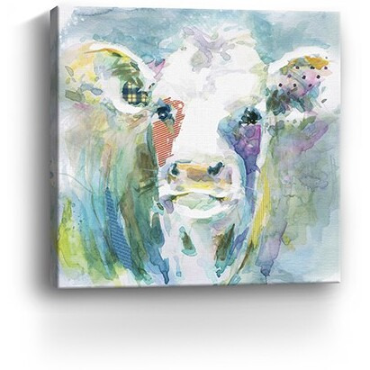 30"" Watercolor Cow Canvas Wall Art