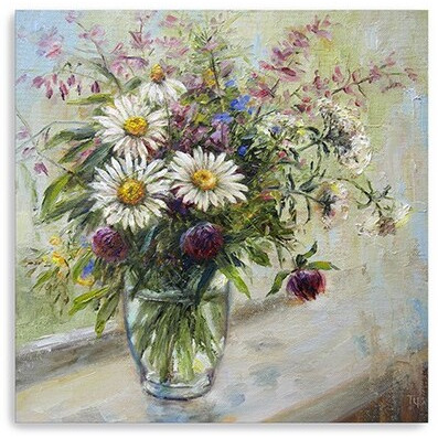 20"" Pretty Vase Of Flowers Canvas Wall Art