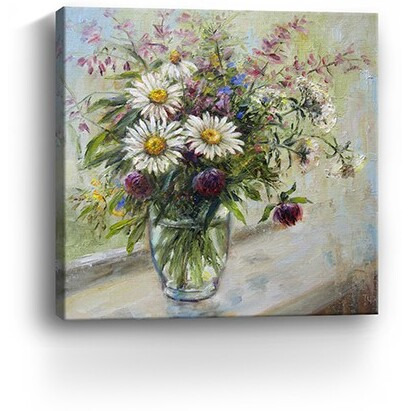 20"" Pretty Vase Of Flowers Canvas Wall Art