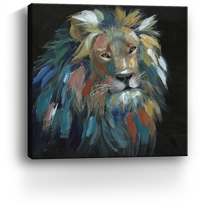 40"" Painted Lion Portrait Canvas Wall Art