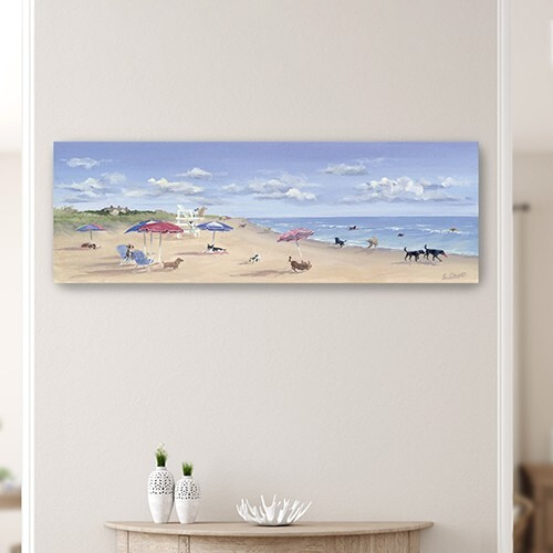 30"" X 10"" Dogs Rule The Beach Canvas Wall Art