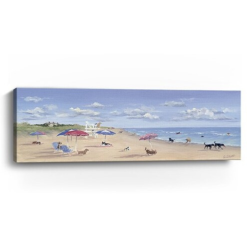 60"" X 20"" Dogs Rule The Beach Canvas Wall Art