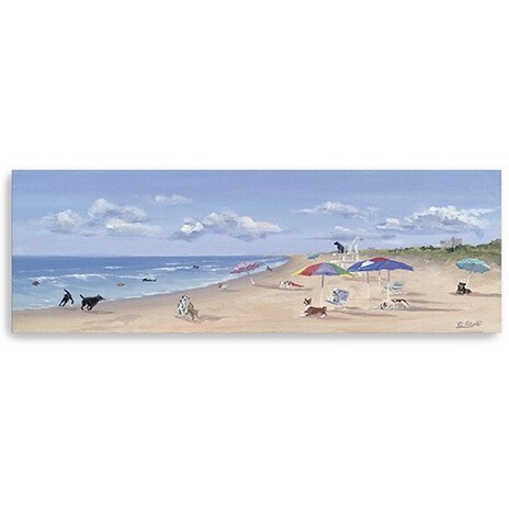Large Dogs Playing At The Beach Canvas Wall Art