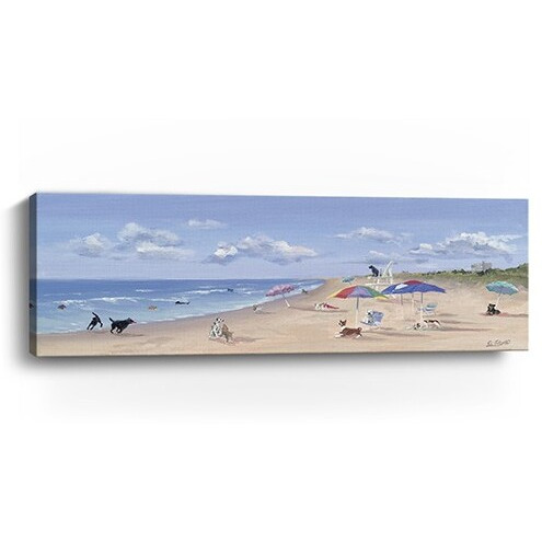 Large Dogs Playing At The Beach Canvas Wall Art