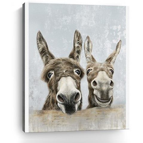 24"" Cute Donkeys Canvas Wal Art