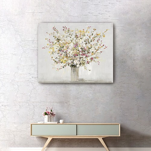 Small Colorful Wildflowers In A Vase Canvas Wall Art