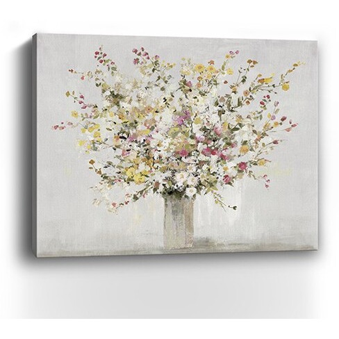 Small Colorful Wildflowers In A Vase Canvas Wall Art