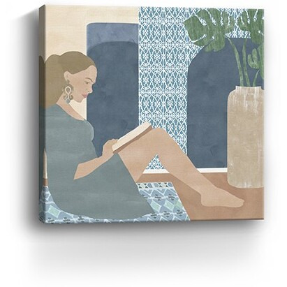 30"" Bohemian Book Lady Canvas Wall Art
