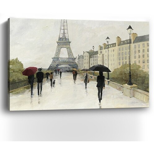 24"" Parisian Rainy Day Canvas Wall Art