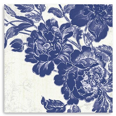 40"" Blue Toile Rose Canvas Wall Art