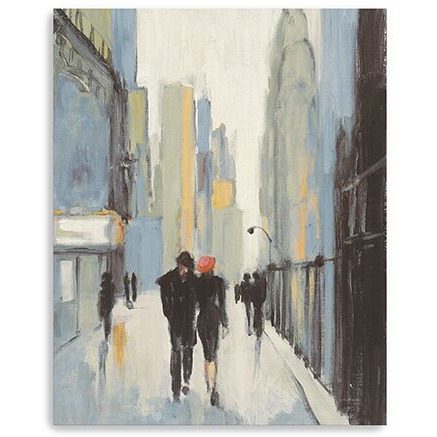30"" X 24"" Watercolor Walk In The City Canvas Wall Art