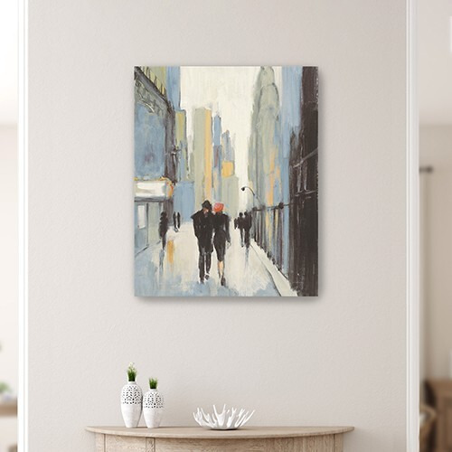 30"" X 24"" Watercolor Walk In The City Canvas Wall Art