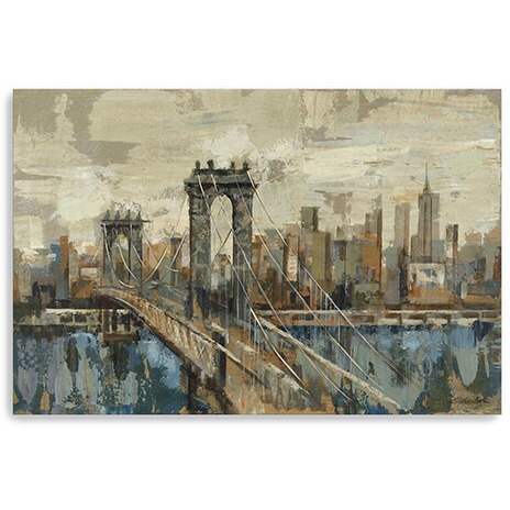 36"" Vintage Inspired Nyc City Skyline Canvas Wall Art