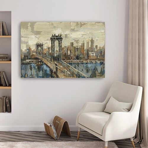 36"" Vintage Inspired Nyc City Skyline Canvas Wall Art