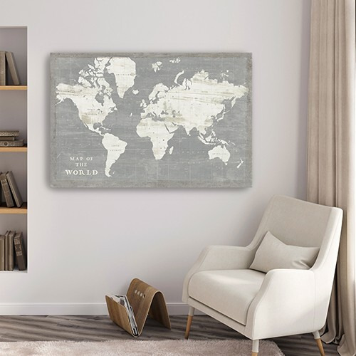 24"" Minimalist World Map Canvas Wall Art
