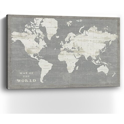 24"" Minimalist World Map Canvas Wall Art