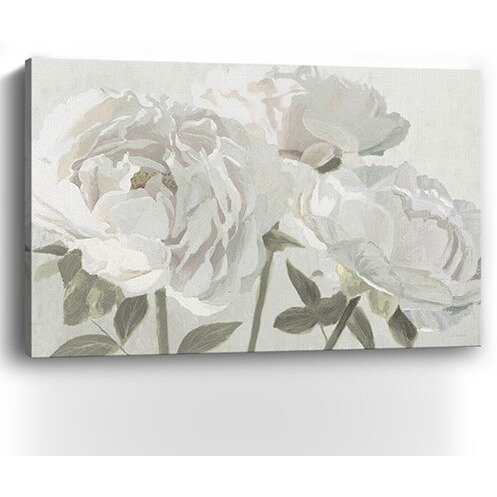 24"" Neutral Flowers In Bloom Canvas Wall Art