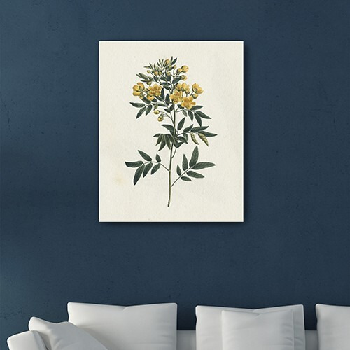 20"" Singular Yellow Blossom Branch Canvas Wall Art