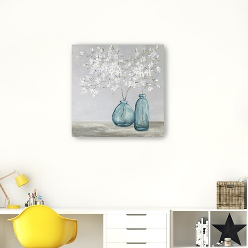 40"" White Spring Flowers Canvas Wall Art