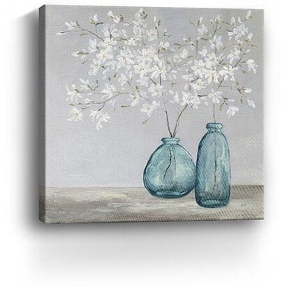40"" White Spring Flowers Canvas Wall Art