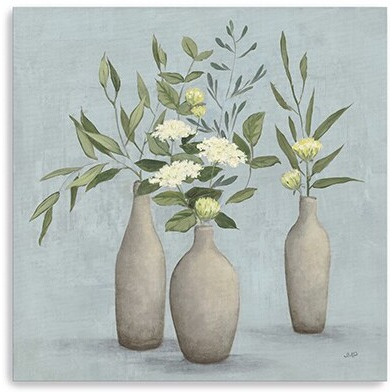 40"" Bohemian Flowers In Ceramic Vases Canvas Wall Art