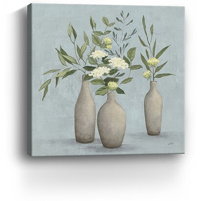 40"" Bohemian Flowers In Ceramic Vases Canvas Wall Art