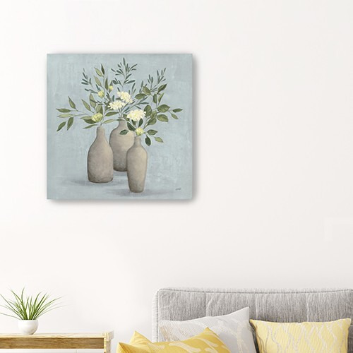 20"" Pretty Bohemian Flowers In Ceramic Vases Canvas Wall Art