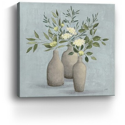40"" Pretty Bohemian Flowers In Ceramic Vases Canvas Wall Art