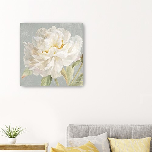 30"" Angelic White Peony Flower Canvas Wall Art